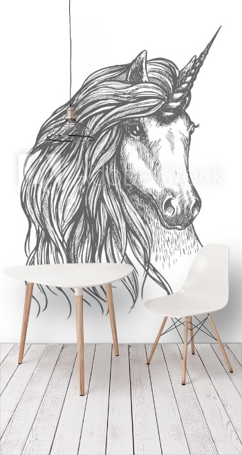 Bild på Unicorn fantastic horse sketch for tattoo design